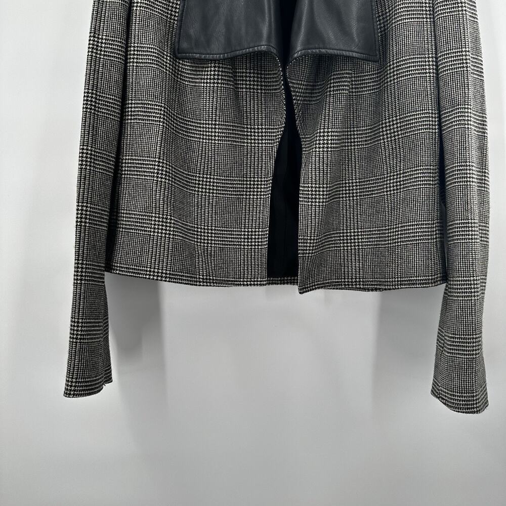 RALPH LAUREN LRL Jacket Womens Medium Houndstooth‎ Faux Leather Shawl Collar - Picture 4 of 12